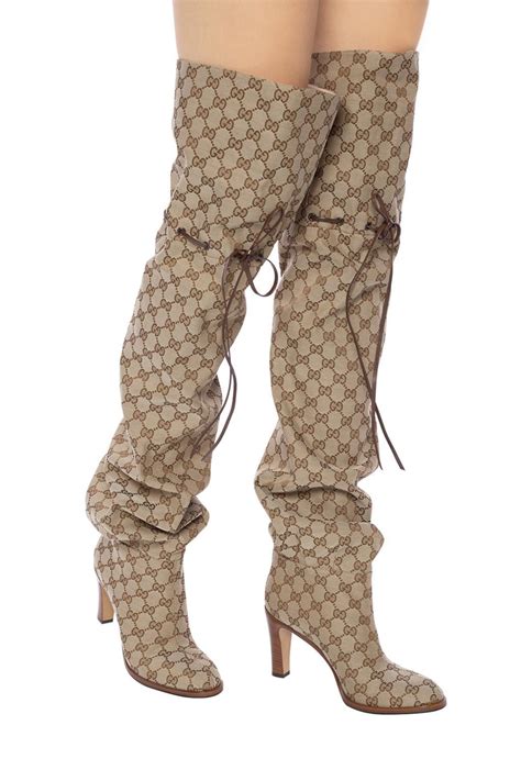 gucci logo thigh high boots|gucci boots women thigh high.